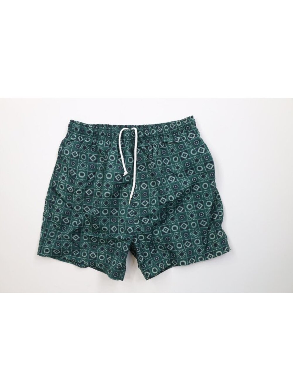 Vintage 90s Streetwear Mens Small Lined Geometric Above Knee Shorts Swim Trunks